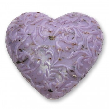 Herz mit Ornamenten Lavendel 80g Schafmilchseife Florex
