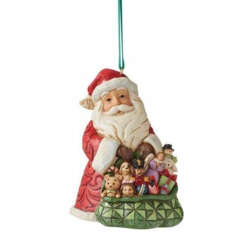Santa with Toy Bag zum Aufhängen 12cm von Jim Shore