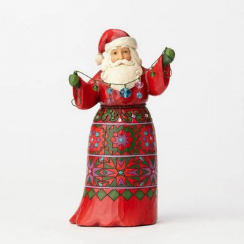 Santa mit Kristallgirlande und Spieluhr Weihnachtsmannfigur 26,5cm Jim Shore