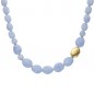 Preview: Kette Kiesel hellblau - Facette goldfarben Modeschmuck Vintage Retro von Biba