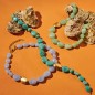 Preview: Kette Kiesel cremefarben - Facette goldfarben Modeschmuck Vintage Retro von Biba