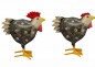 Preview: Hahn und Henne als Set creme/schwarz klein Metall 16x8x16 cm