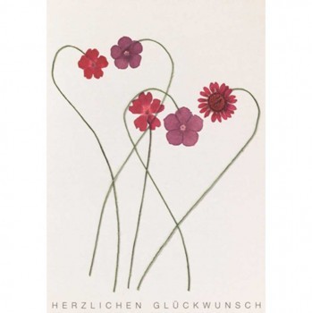 Glückwunsch Herzblüten Blumen Karte Räder Design