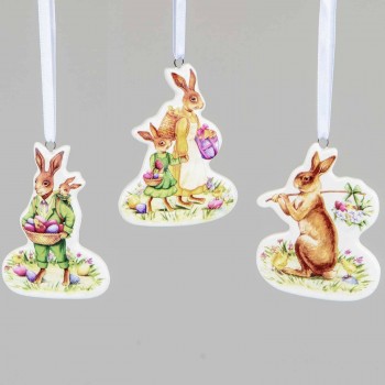 Hase Hänger sortiert 1 Stück Porzellan 9cm