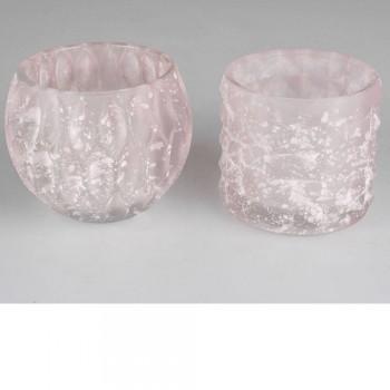 Teelicht Glas bauching mattrosa 1 Stück 11cm