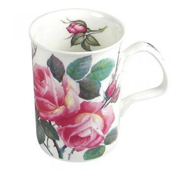 2er Set English Rose Becher mit dunkler Rose und heller Rose von Roy Kirkham je 320ml