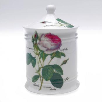 Preview: Roy Kirkham Porzellandose mit der Redoute Rose, 15cm hoch (incl. Deckel)