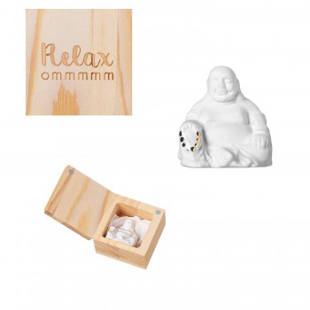 Glückskästchen Relax Budda 4,5x4,5x3,5cm Herzstücke Räder Design