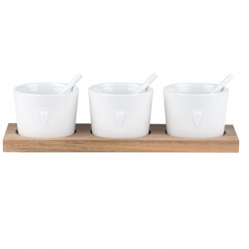 Schalen Dreierlei Herz auf Akazienholztablett Dining von Räder Design