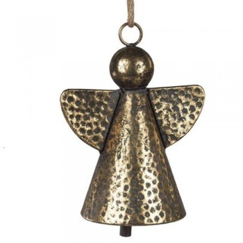 Engel mit Glocke Metall antik gold 18 cm Formano