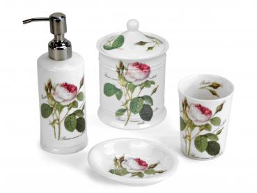 Preview: Roy Kirkham Porzellandose mit der Redoute Rose, 15cm hoch (incl. Deckel)