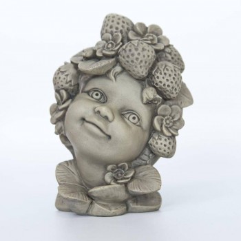 Blumenkind klein Erdbeere Resin betonfarben 9,8x7,1x12,7cm Zauberblume
