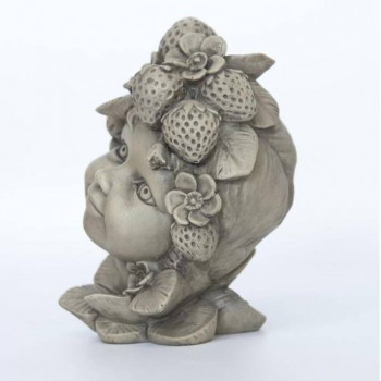Blumenkind klein Erdbeere Resin betonfarben 9,8x7,1x12,7cm Zauberblume