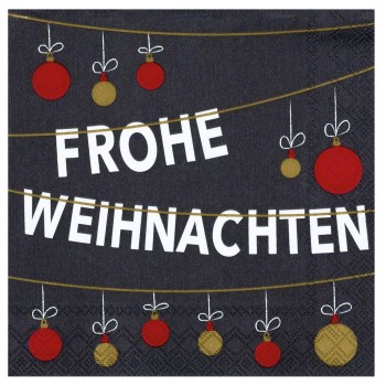 Weihnachtskugeln Cocktail Serviette 25x25cm Räder Design