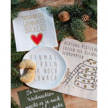 Preview: Frisch aus der Weihnachtsbäckerei Cocktail Serviette 25x25cm Räder Design