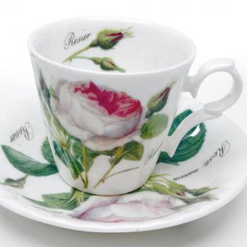 Preview: Espressotasse mit Unterteller 13m ml Redoute Rose von Roy Kirkham