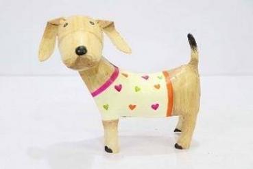 Hund in Cremefarben stehend groß 23x12x18cm von Exner