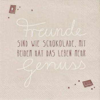 Freunde sind wie Schokolade Cocktail Serviette 25x25cm Räder Design