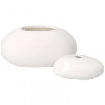 Preview: Vase weiße Kiesel 13,3x9,3x9,7cm Zuhause Räder Design