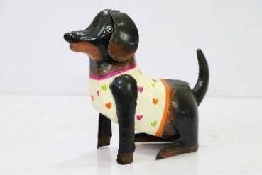 Hund schwarz sitzend mittel 22x9x19 cm von Exner