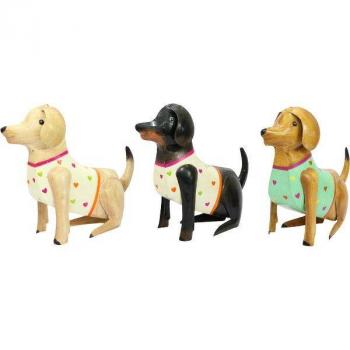 Preview: Hunde braun sitzend groß 28x12x27 cm von Exner