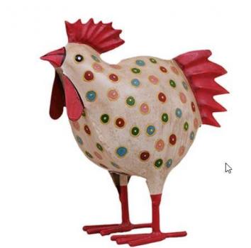 Preview: Hahn und Henne im Set mit Punkten mittel Kanu Metall 22 x 10 x 22 cm von Exner