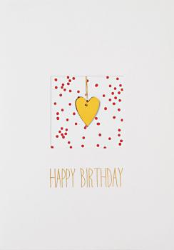 Geburtstag Happy Birthday Goldherz Karte Räder Design