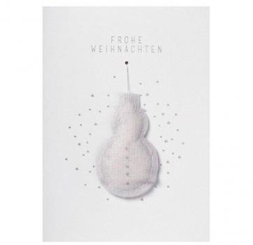 Weihnachtskarte Schneemann mit Gazeanhänger von Räder Design