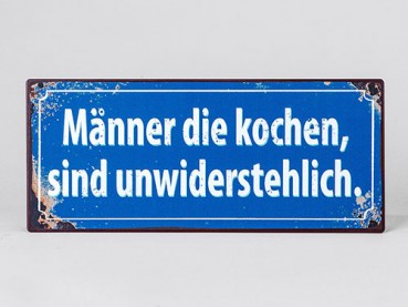 Wandbild Männer die kochen Metall 30x13cm