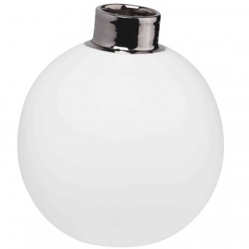 Vase Schneeball groß weiß/silber 8x8,5cm Winterzeit von Räder