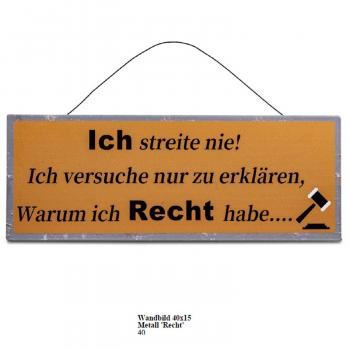 Wandbild Ich streite nie Metall 40x15cm Formano