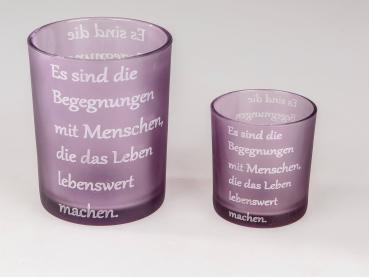 Teelicht Glas gerade Prosa mattlila 12cm