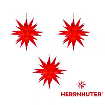 3x Rote Sterne 13cm LED Set und Netzgerät 500mA original Herrnhuter