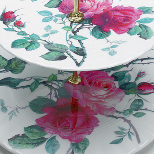 Wunderschöne Etagere mit 2 Ebenen English Rose von Roy Kirkham