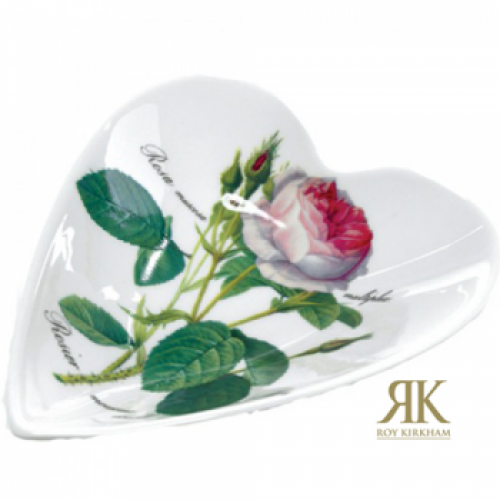 Porzellanschale Herz 18cm mit der Redoute-Rose von Roy Kirkham