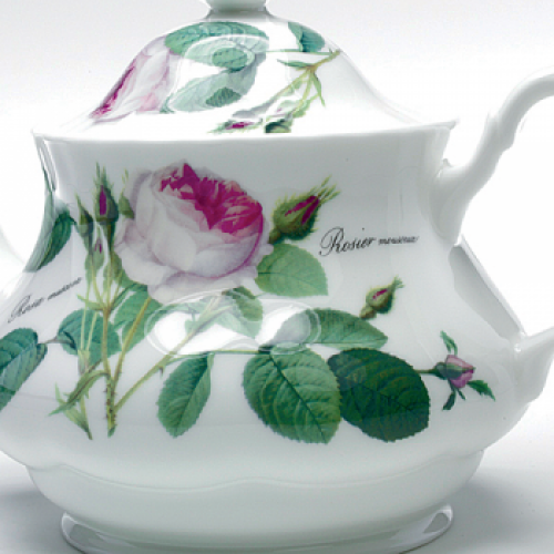 Teekanne mit der Redoute Rose von Roy Kirkham 1 Liter