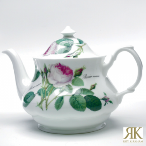 Teekanne mit der Redoute Rose von Roy Kirkham 1 Liter