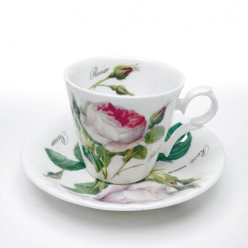 Espressotasse mit Unterteller 13m ml Redoute Rose von Roy Kirkham