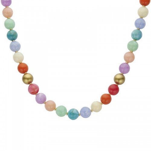 Kette Kugeln bunt und goldfarben Modeschmuck Vintage Retro von Biba
