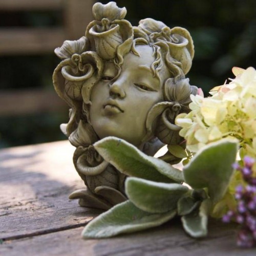 Blumenkind klein Frauenschuh Resin betonfarben 10x8x13,5cm Zauberblume