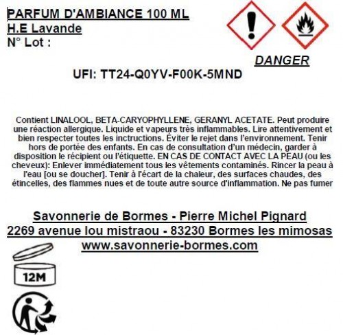 Lavendel Raumspray von Savonnerie de Bormes Provence 100ml
