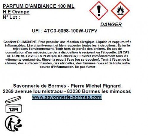 Orange Raumspray der Savonnerie de Bormes Provence 100ml
