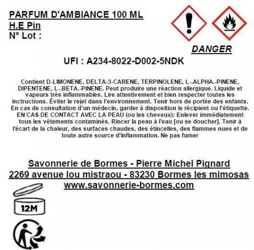 Pinie Raumspray der Savonnerie de Bormes Provence 100ml