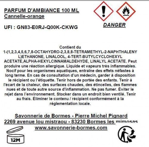 Orange-Zimt Raumspray von Savonnerie de Bormes Provence 100ml