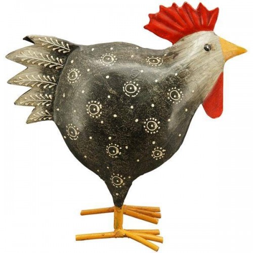 Hahn und Henne als Set creme/schwarz klein Metall 16x8x16 cm