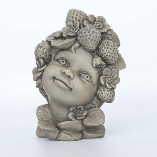 Blumenkind klein Erdbeere Resin betonfarben 9,8x7,1x12,7cm Zauberblume