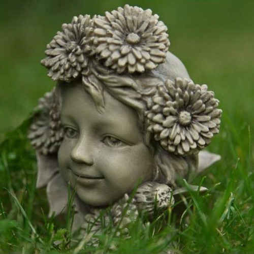 Blumenkind klein Löwenzahn Resin betonfarben 9,8x7,1x12,7cm Zauberblume