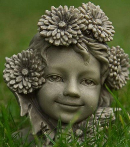Blumenkind klein Löwenzahn Resin betonfarben 9,8x7,1x12,7cm Zauberblume