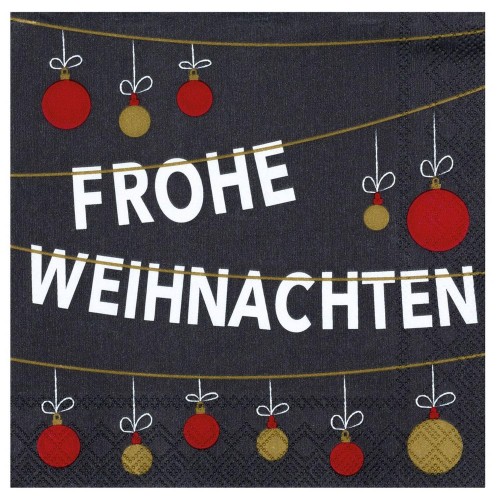 Weihnachtskugeln Cocktail Serviette 25x25cm Räder Design