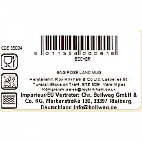 Becher Lancaster hell English Rose Roy Kirkham 320ml